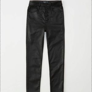 Leather high rise super skinny ankle jeans